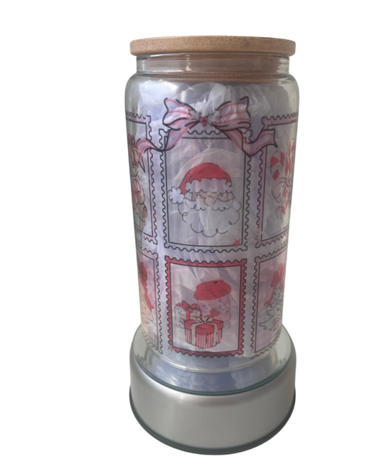 Christmas Postcard - 16oz Glass Can Tumbler with Lid & Straw  Pre-Made Printed Designs