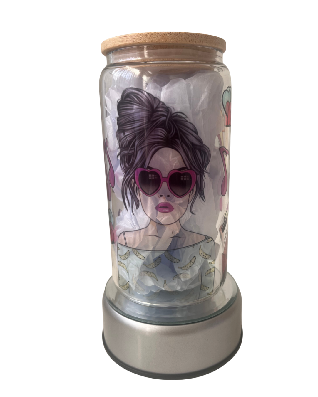 Pop - 16oz Glass Can Tumbler with Lid & Straw  Pre-Made Printed Designs