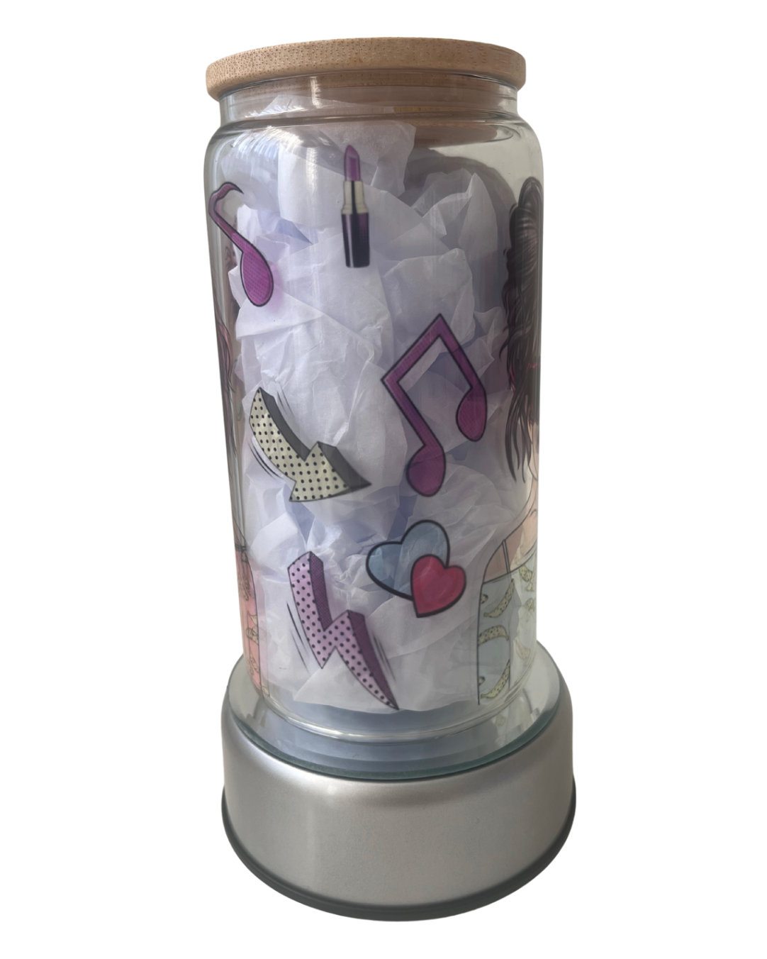 Pop - 16oz Glass Can Tumbler with Lid & Straw  Pre-Made Printed Designs