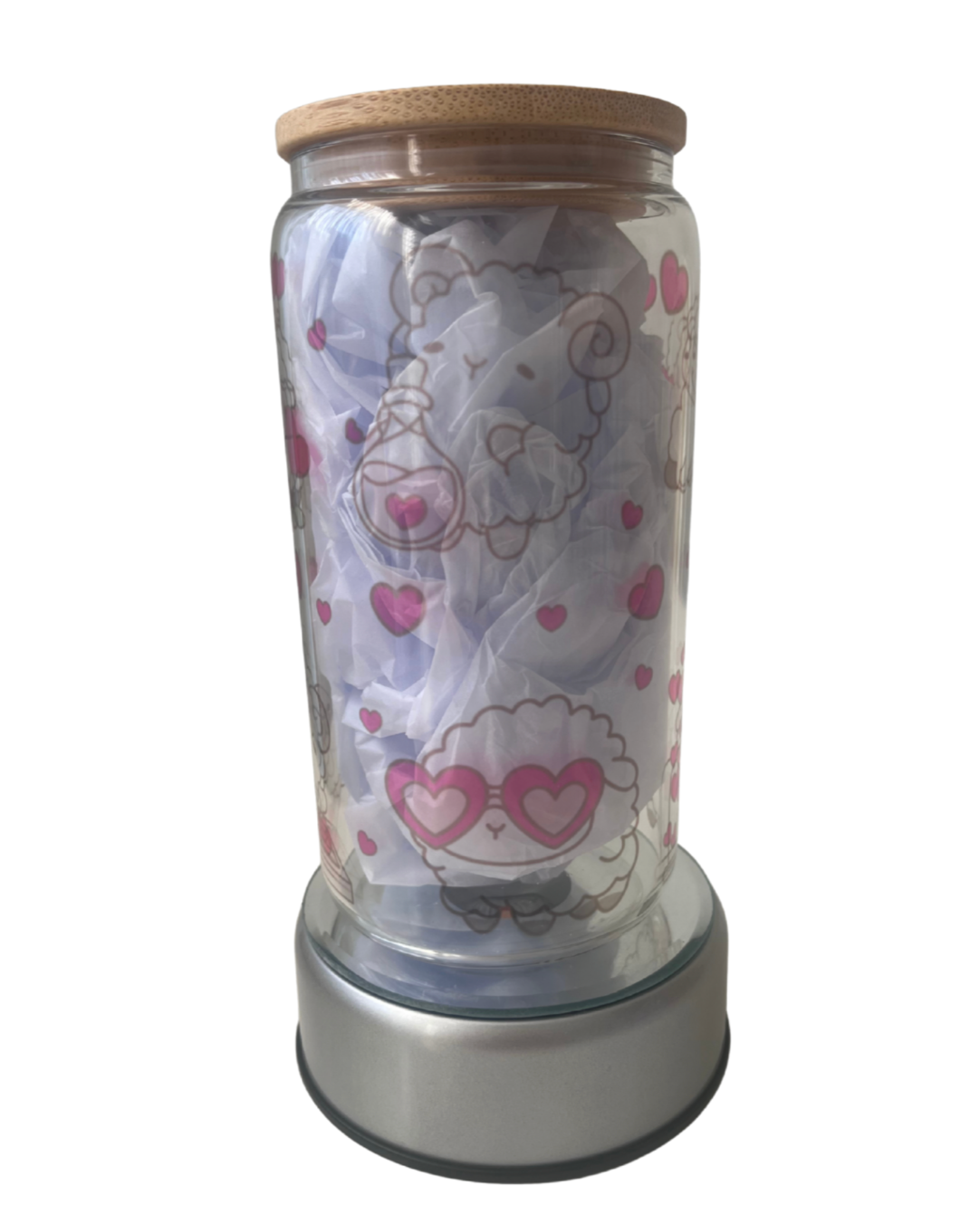 Sheepy - 16oz Glass Can Tumbler with Lid & Straw  Pre-Made Printed Designs