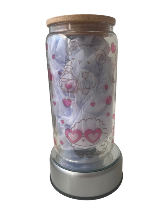 Sheepy - 16oz Glass Can Tumbler with Lid & Straw  Pre-Made Printed Designs