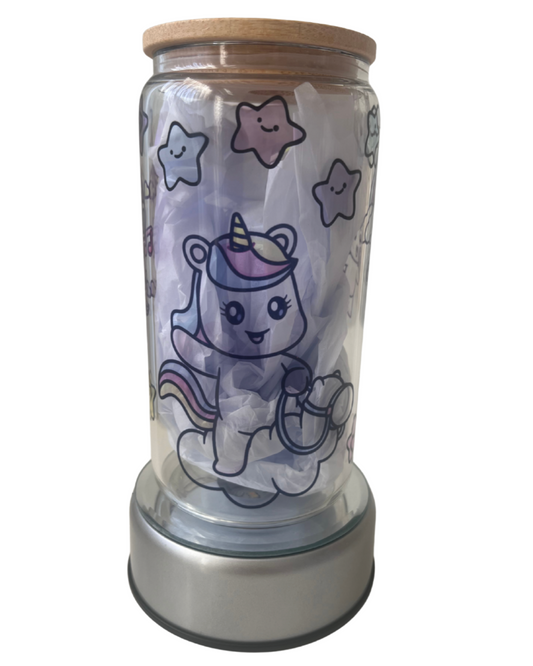 Unicorny - 16oz Glass Can Tumbler with Lid & Straw  Pre-Made Printed Designs