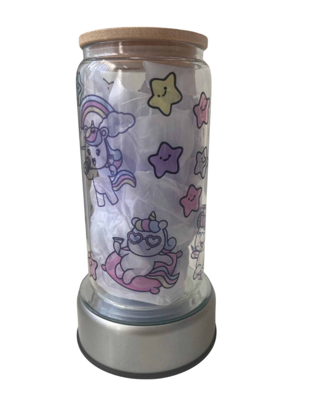Unicorny - 16oz Glass Can Tumbler with Lid & Straw  Pre-Made Printed Designs