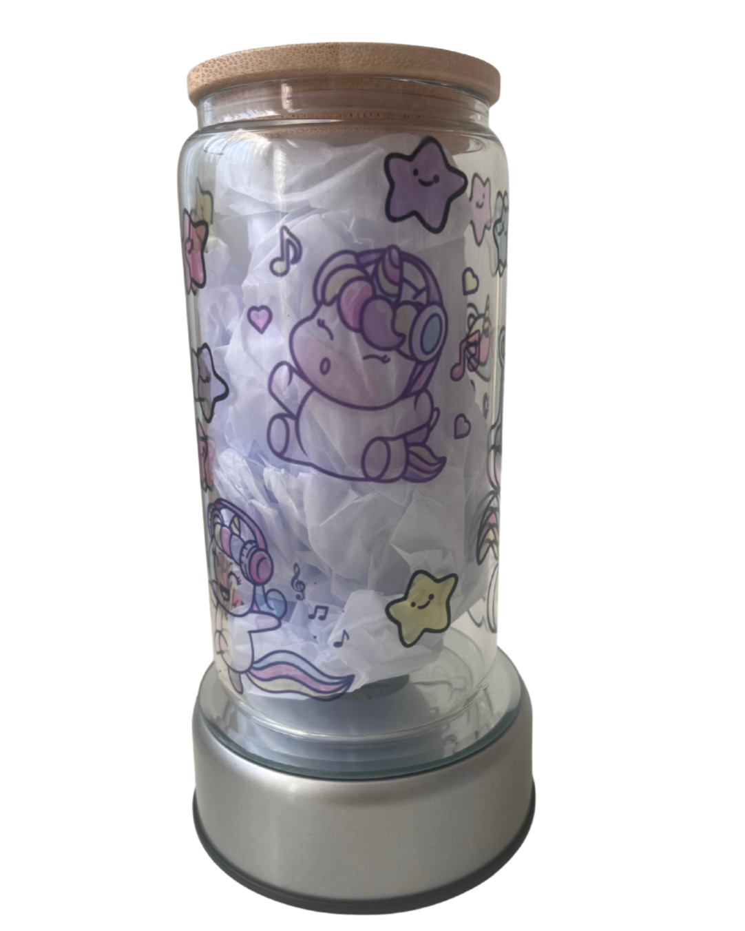 Unicorny - 16oz Glass Can Tumbler with Lid & Straw  Pre-Made Printed Designs