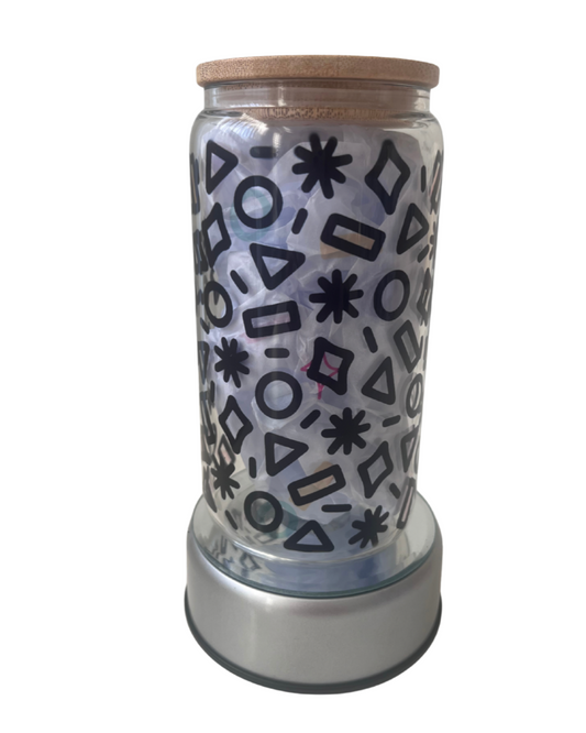 Geometric - 16oz Glass Can Tumbler with Lid & Straw  Pre-Made Printed Designs