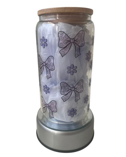 Bowtiful - 16oz Glass Can Tumbler with Lid & Straw  Pre-Made Printed Designs