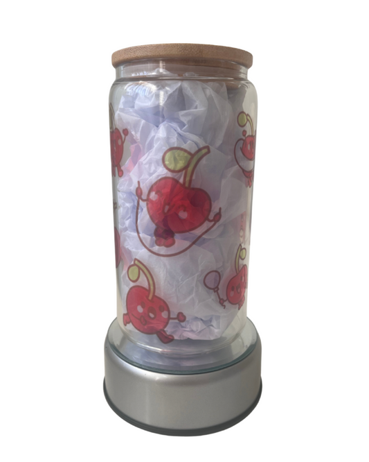 Cherry Pop - 16oz Glass Can Tumbler with Lid & Straw  Pre-Made Printed Designs