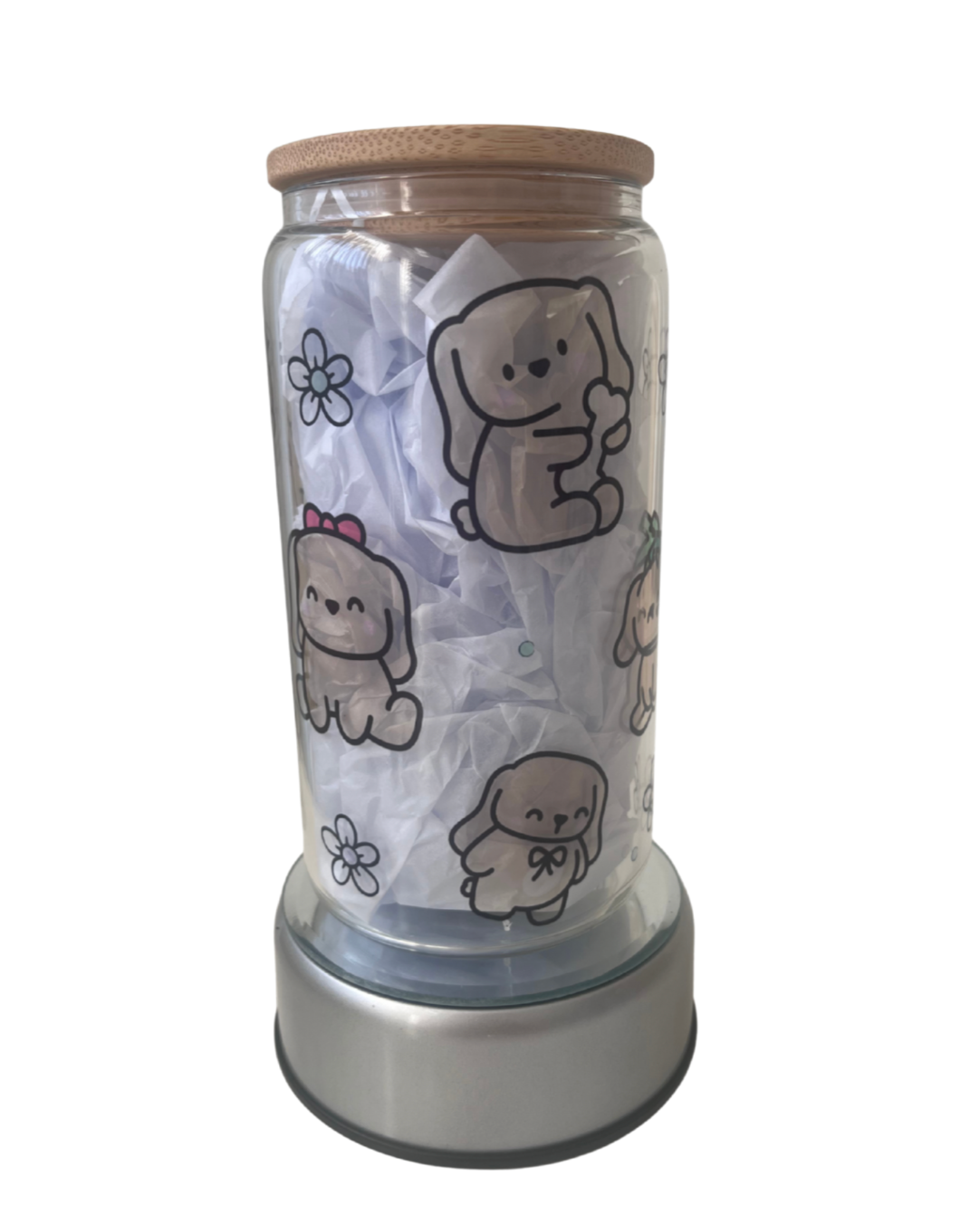 Puppy Love - 16oz Glass Can Tumbler with Lid & Straw  Pre-Made Printed Designs