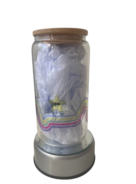 Walking on Rainbows - 16oz Glass Can Tumbler with Lid & Straw  Pre-Made Printed Designs
