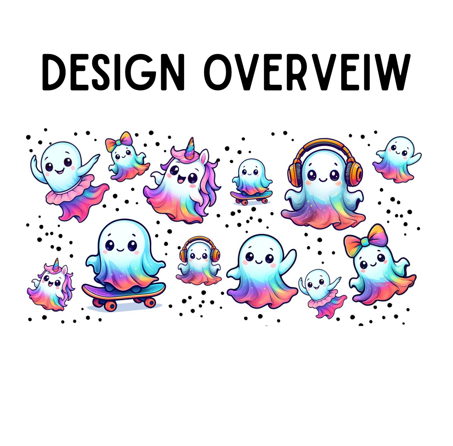 Friendly Ghost - 16oz Glass Can Tumbler with Lid & Straw  Pre-Made Printed Designs