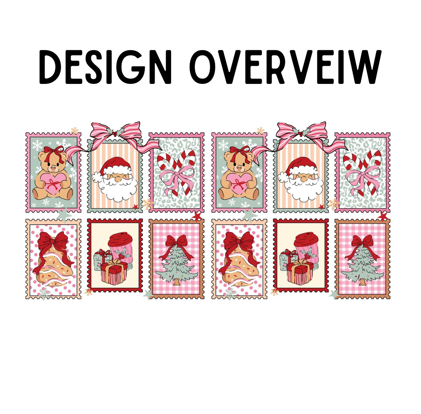 Christmas Postcard - 16oz Glass Can Tumbler with Lid & Straw  Pre-Made Printed Designs