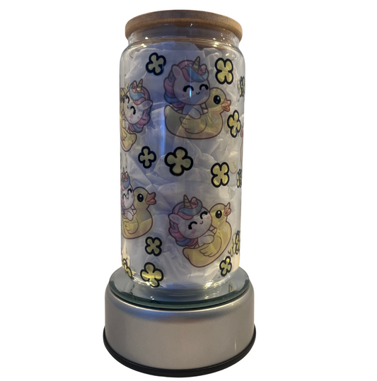 Rubber Ducky - 16oz Glass Can Tumbler with Lid & Straw | Pre-Made Printed Designs